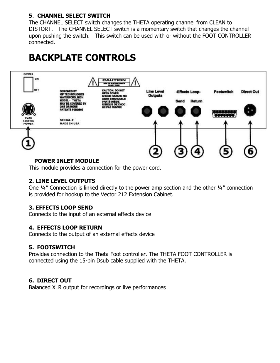 Backplate controls | ISP Technologies THETA PRE AMP User Manual | Page 9 / 12