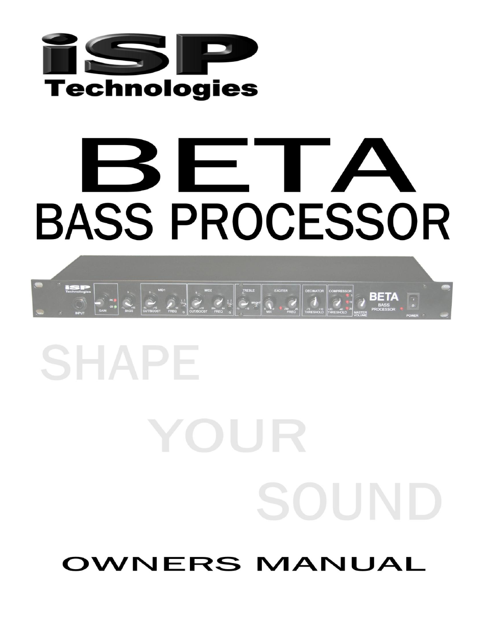 ISP Technologies BETA BASS User Manual | 7 pages