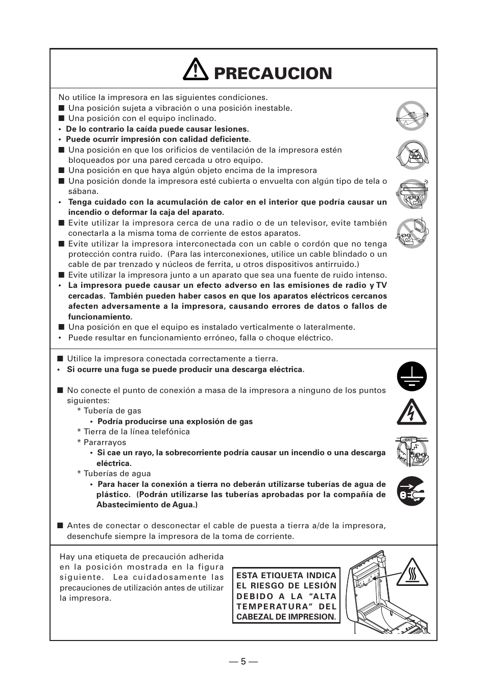 Precaucion | CITIZEN CT-S2000L User Manual | Page 128 / 156