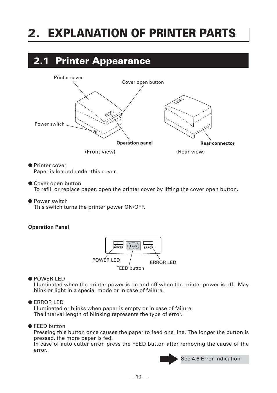 Explanation of printer parts, 1 printer appearance | CITIZEN CT-S2000L User Manual | Page 13 / 156