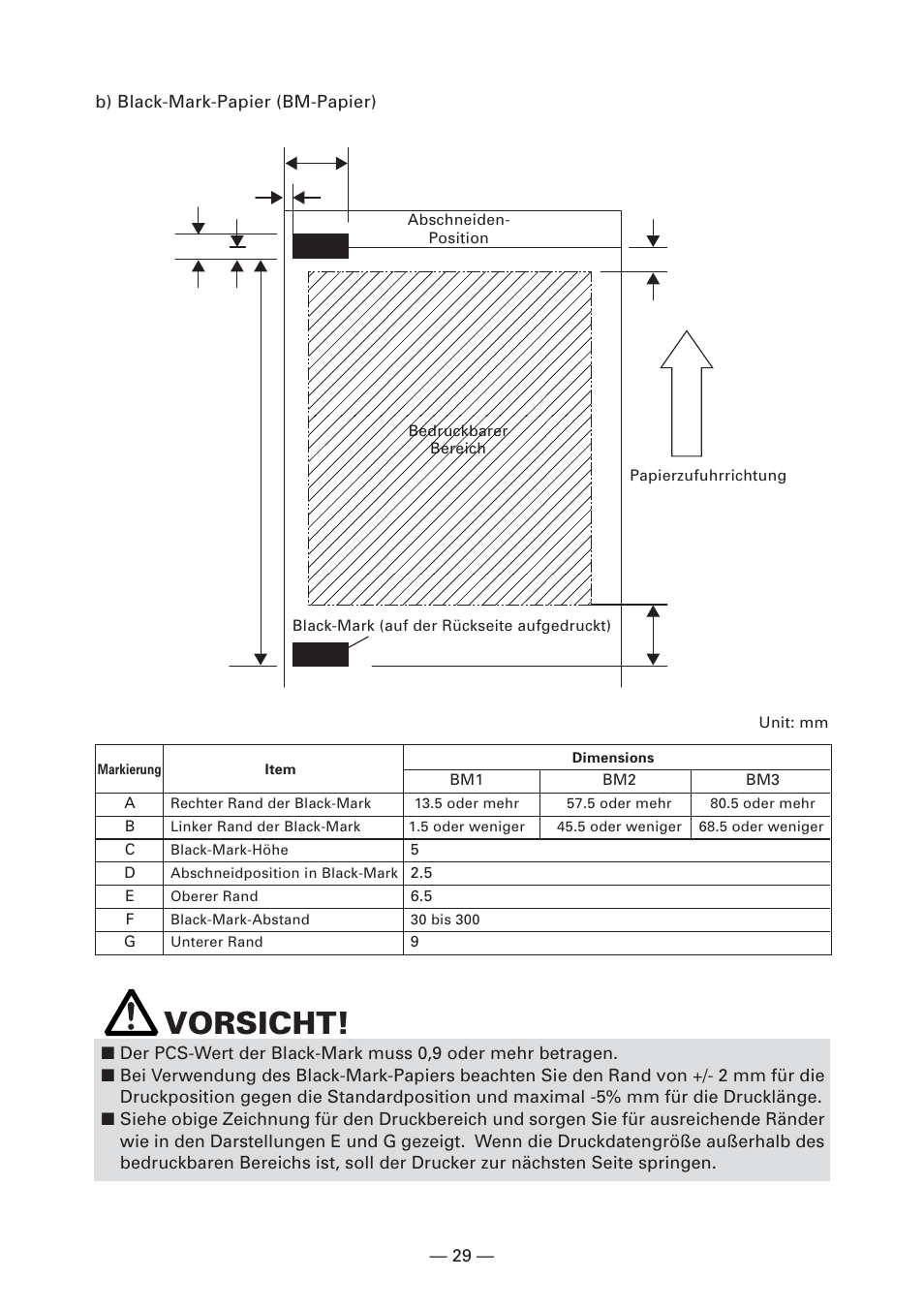 Vorsicht | CITIZEN CT-S2000L User Manual | Page 92 / 156