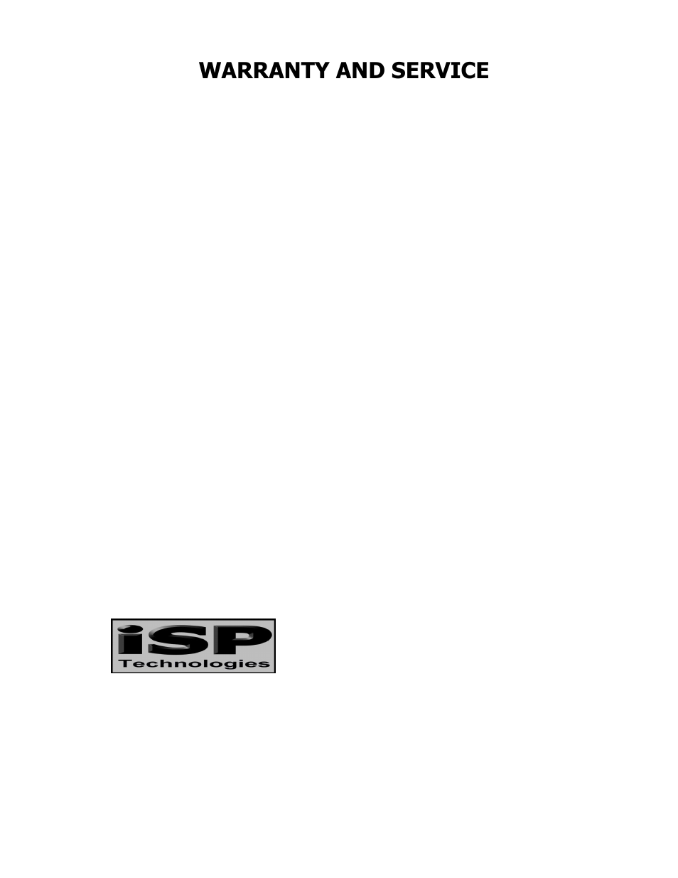 Warranty and service | ISP Technologies THETA PRE AMP PEDAL User Manual | Page 12 / 12