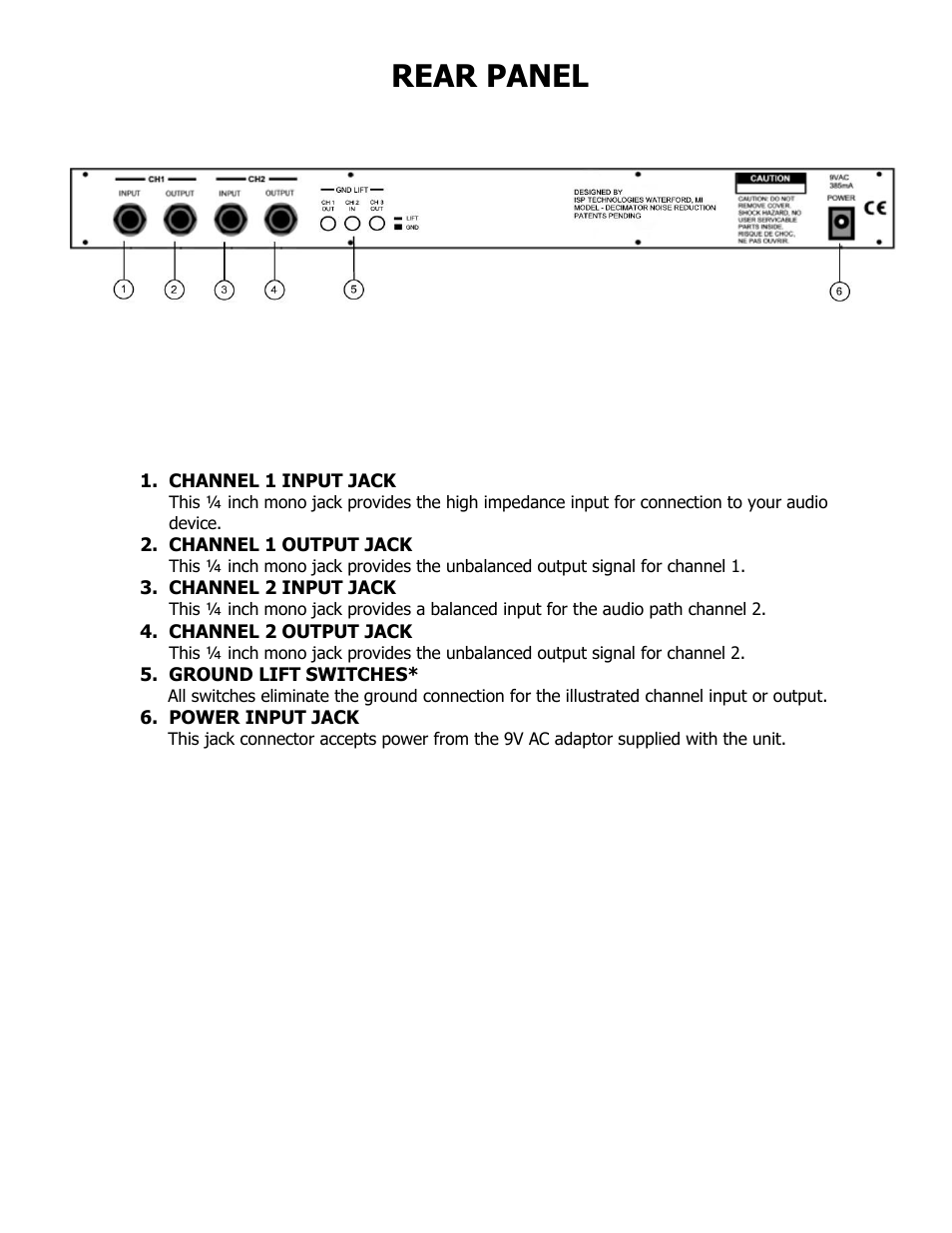 Rear panel | ISP Technologies DECIMATOR PRO RACK User Manual | Page 4 / 8