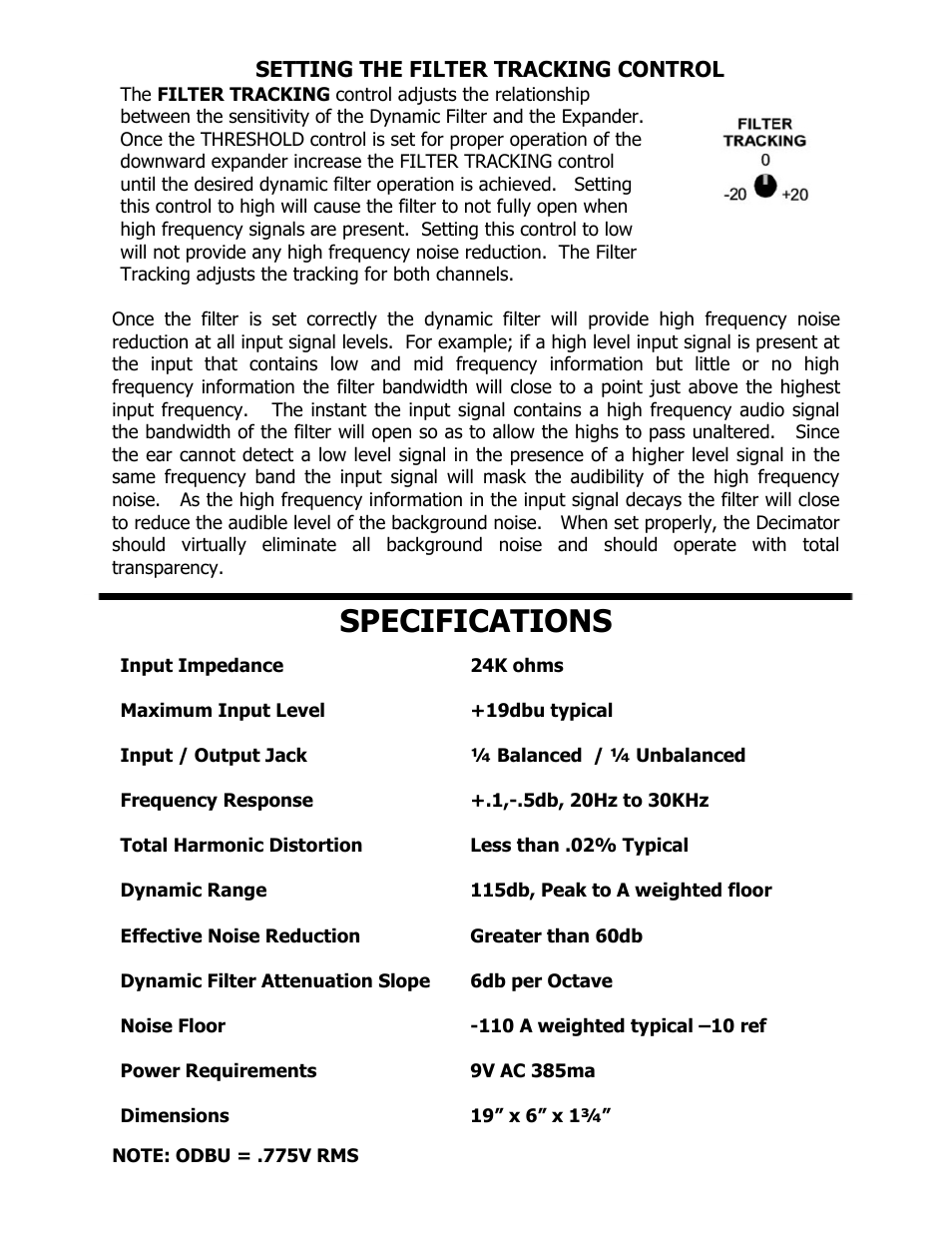 Specifications | ISP Technologies DECIMATOR PRO RACK User Manual | Page 7 / 8