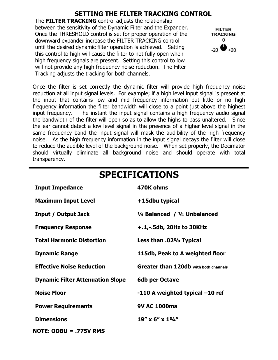 Specifications | ISP Technologies DECIMATOR PRO RACK G User Manual | Page 7 / 8