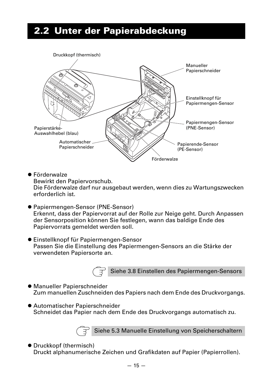 2 unter der papierabdeckung | CITIZEN CT-S851 User Manual | Page 113 / 240