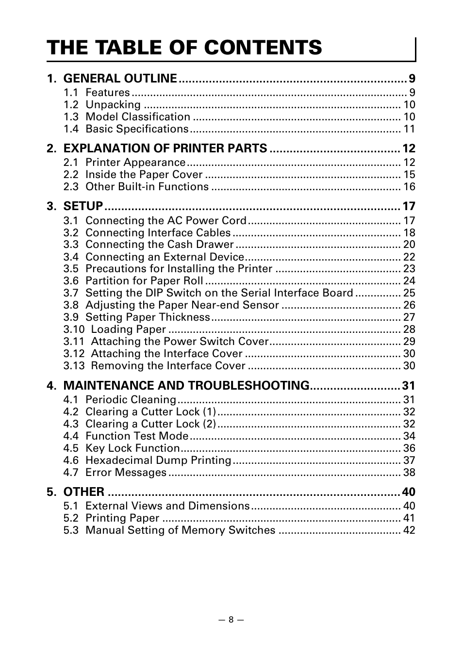 The table of contents | CITIZEN CT-S851 User Manual | Page 12 / 240