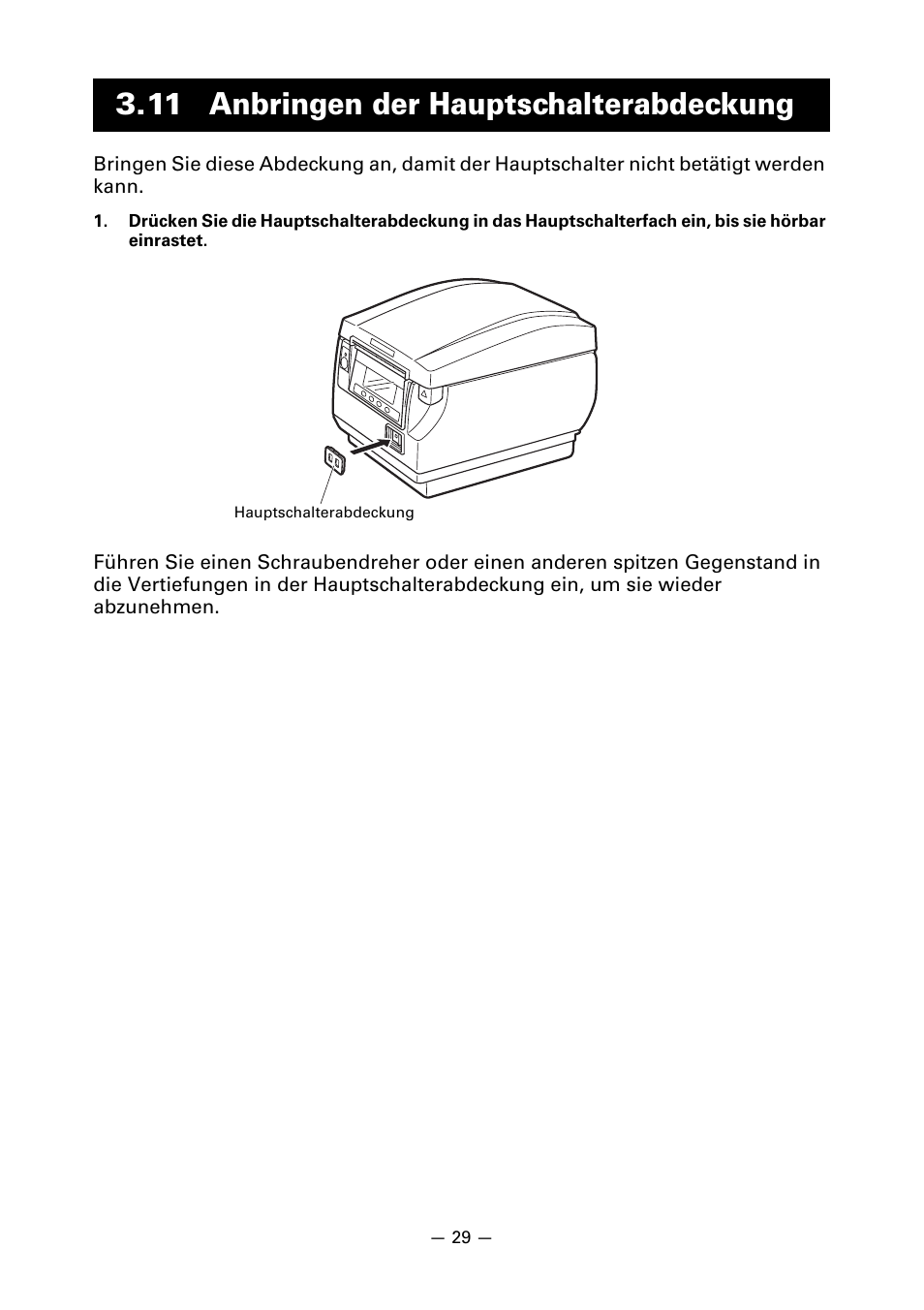 11 anbringen der hauptschalterabdeckung | CITIZEN CT-S851 User Manual | Page 127 / 240
