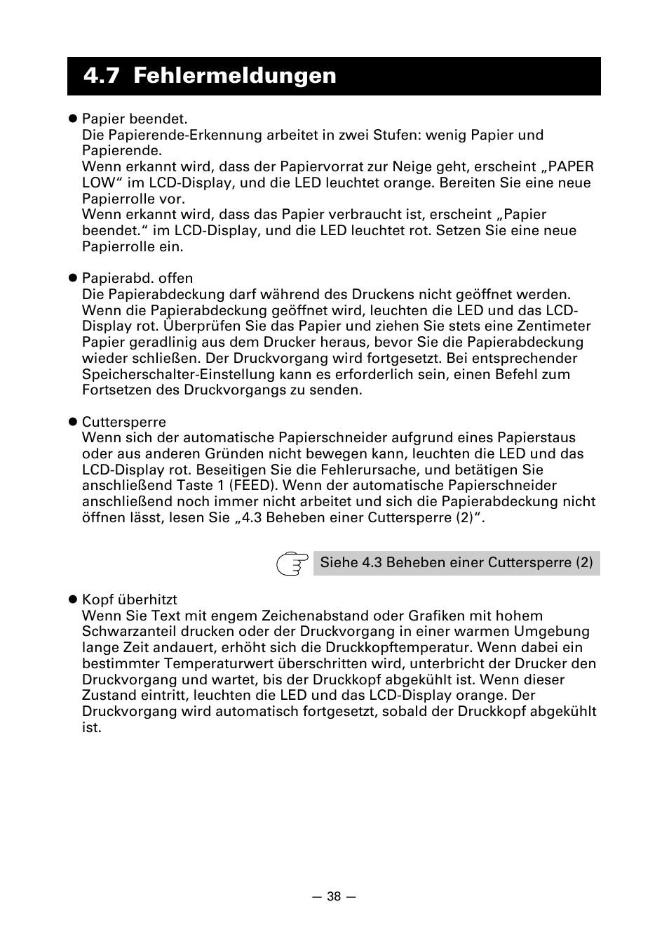 7 fehlermeldungen | CITIZEN CT-S851 User Manual | Page 136 / 240