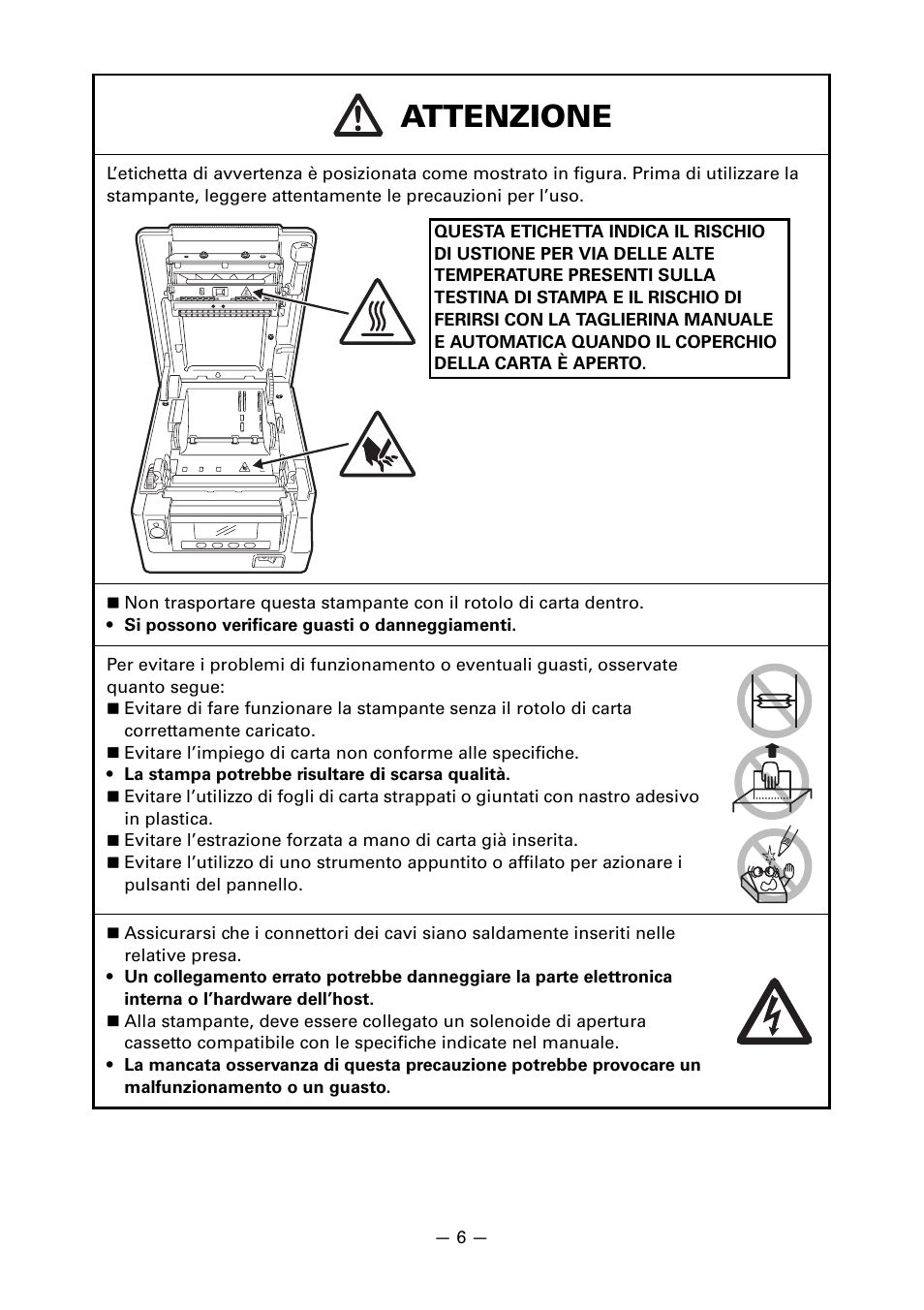 Attenzione | CITIZEN CT-S851 User Manual | Page 151 / 240