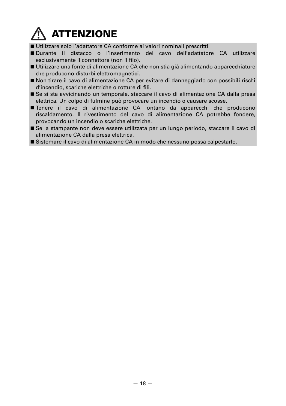 Attenzione | CITIZEN CT-S851 User Manual | Page 163 / 240