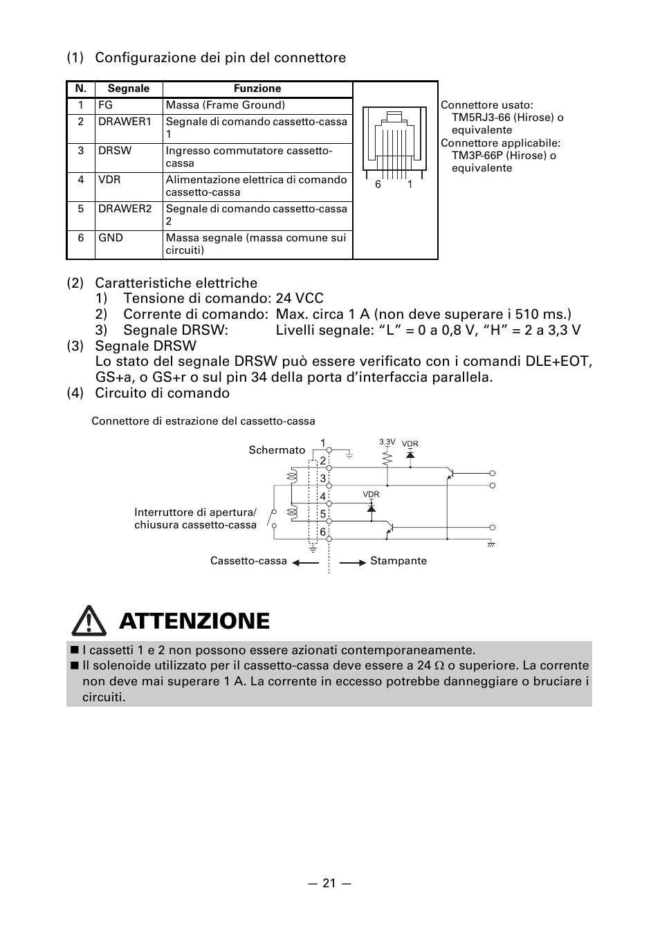 Attenzione | CITIZEN CT-S851 User Manual | Page 166 / 240