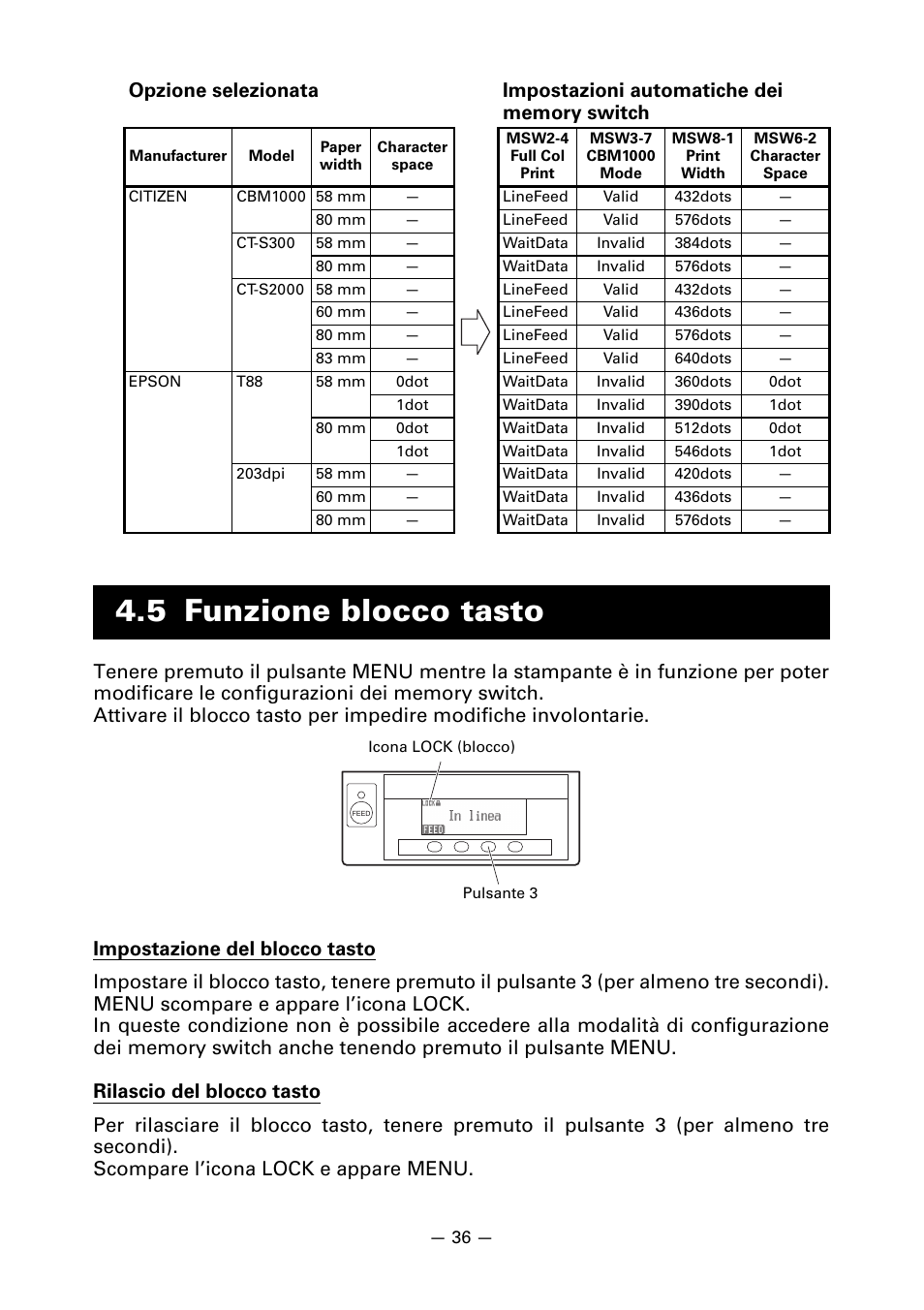 5 funzione blocco tasto | CITIZEN CT-S851 User Manual | Page 181 / 240