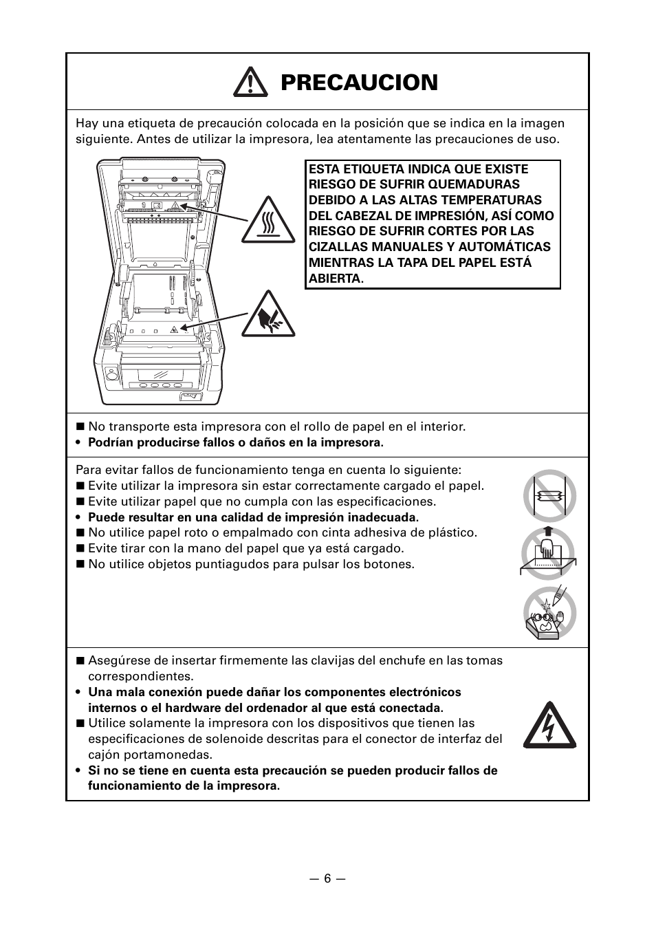 Precaucion | CITIZEN CT-S851 User Manual | Page 198 / 240