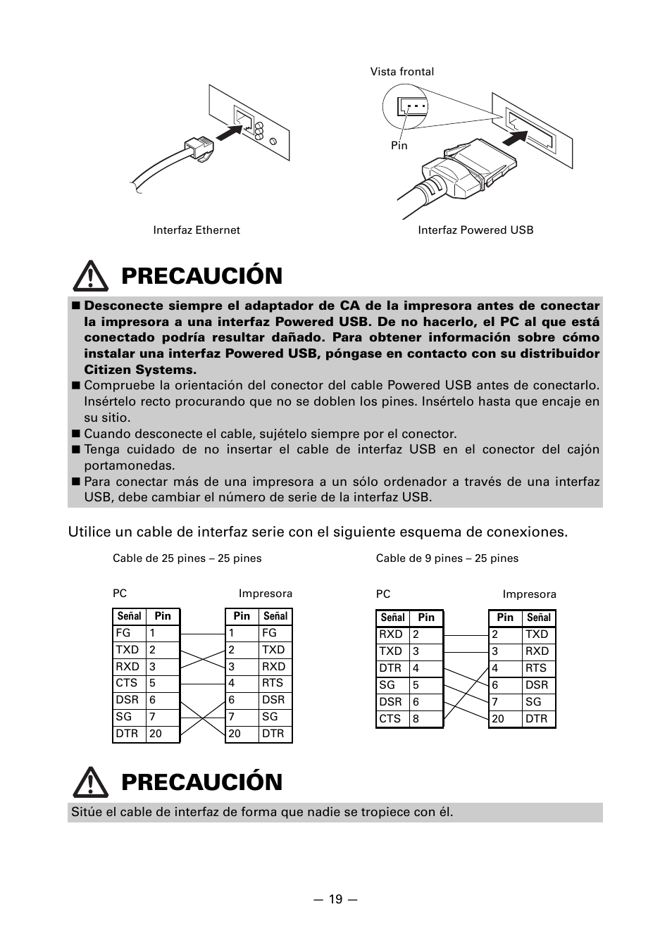 Precaución | CITIZEN CT-S851 User Manual | Page 211 / 240