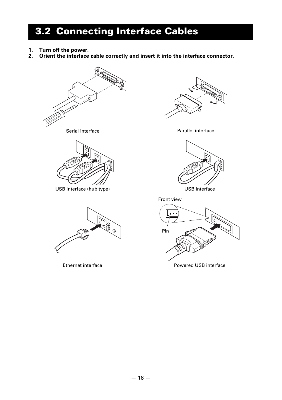 2 connecting interface cables | CITIZEN CT-S851 User Manual | Page 22 / 240