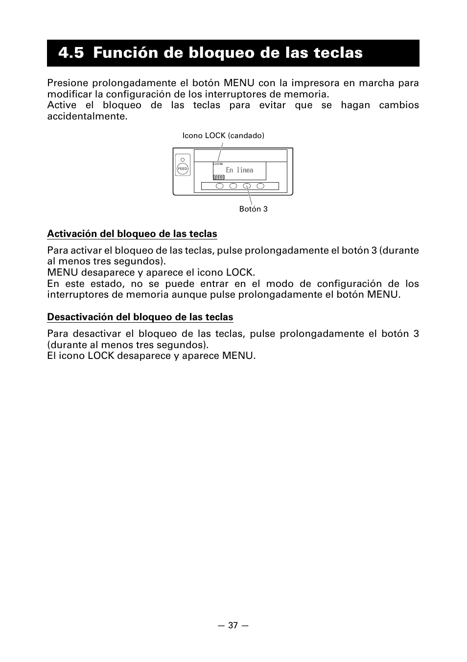 5 función de bloqueo de las teclas | CITIZEN CT-S851 User Manual | Page 229 / 240