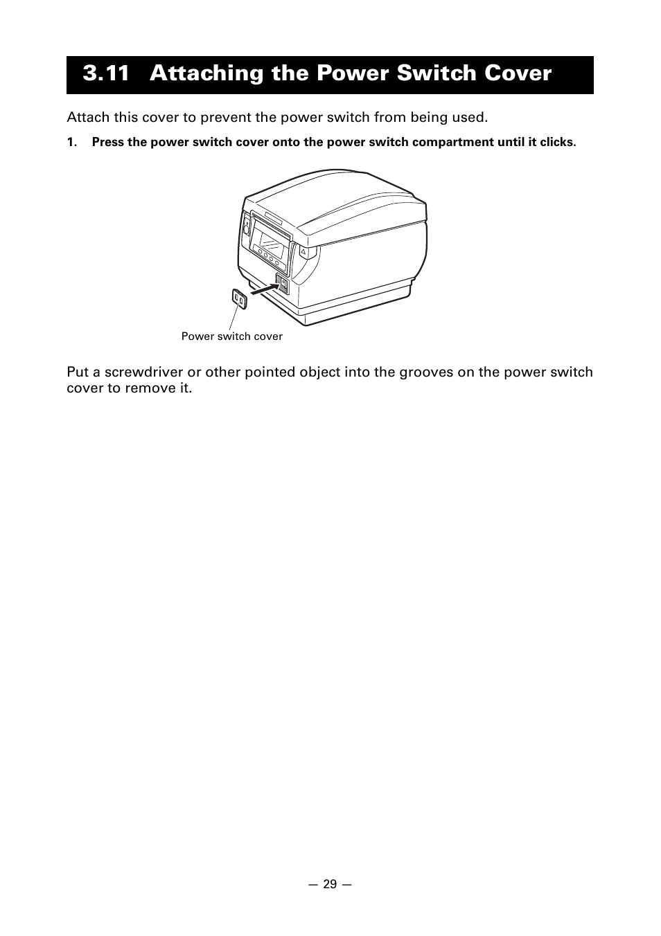11 attaching the power switch cover | CITIZEN CT-S851 User Manual | Page 33 / 240