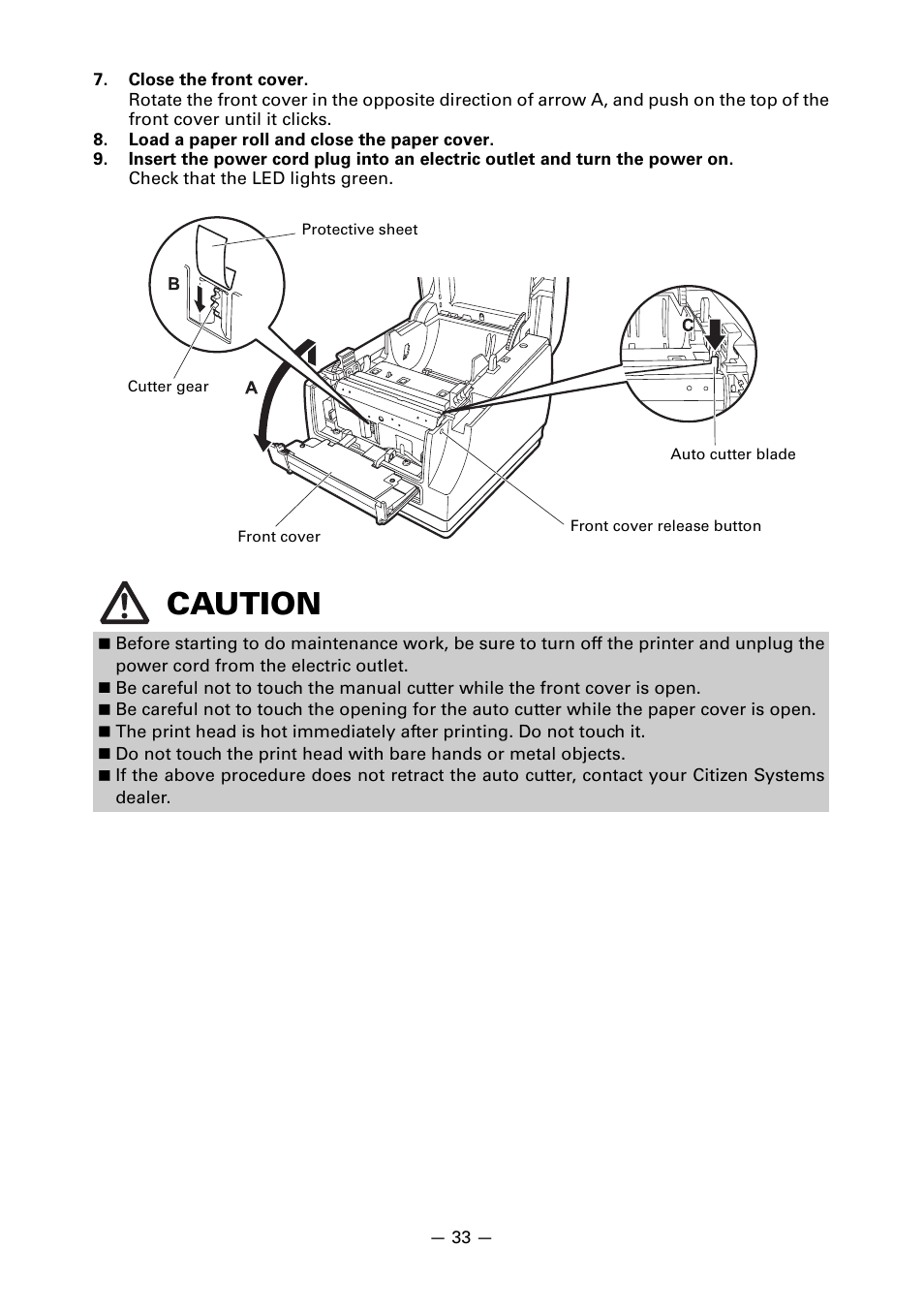 Caution | CITIZEN CT-S851 User Manual | Page 37 / 240