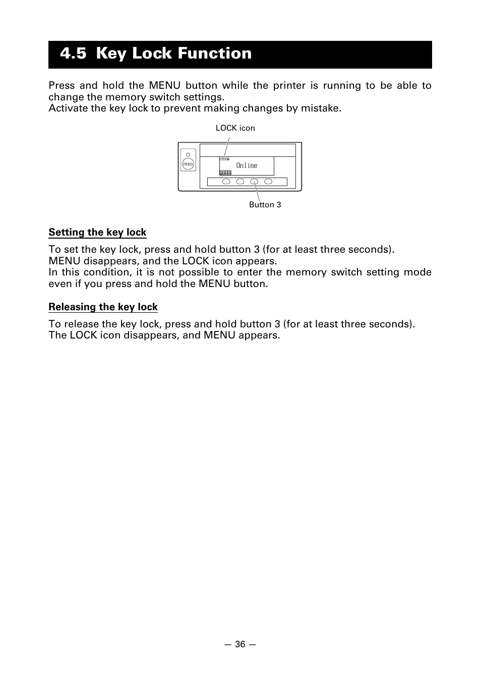 5 key lock function | CITIZEN CT-S851 User Manual | Page 40 / 240