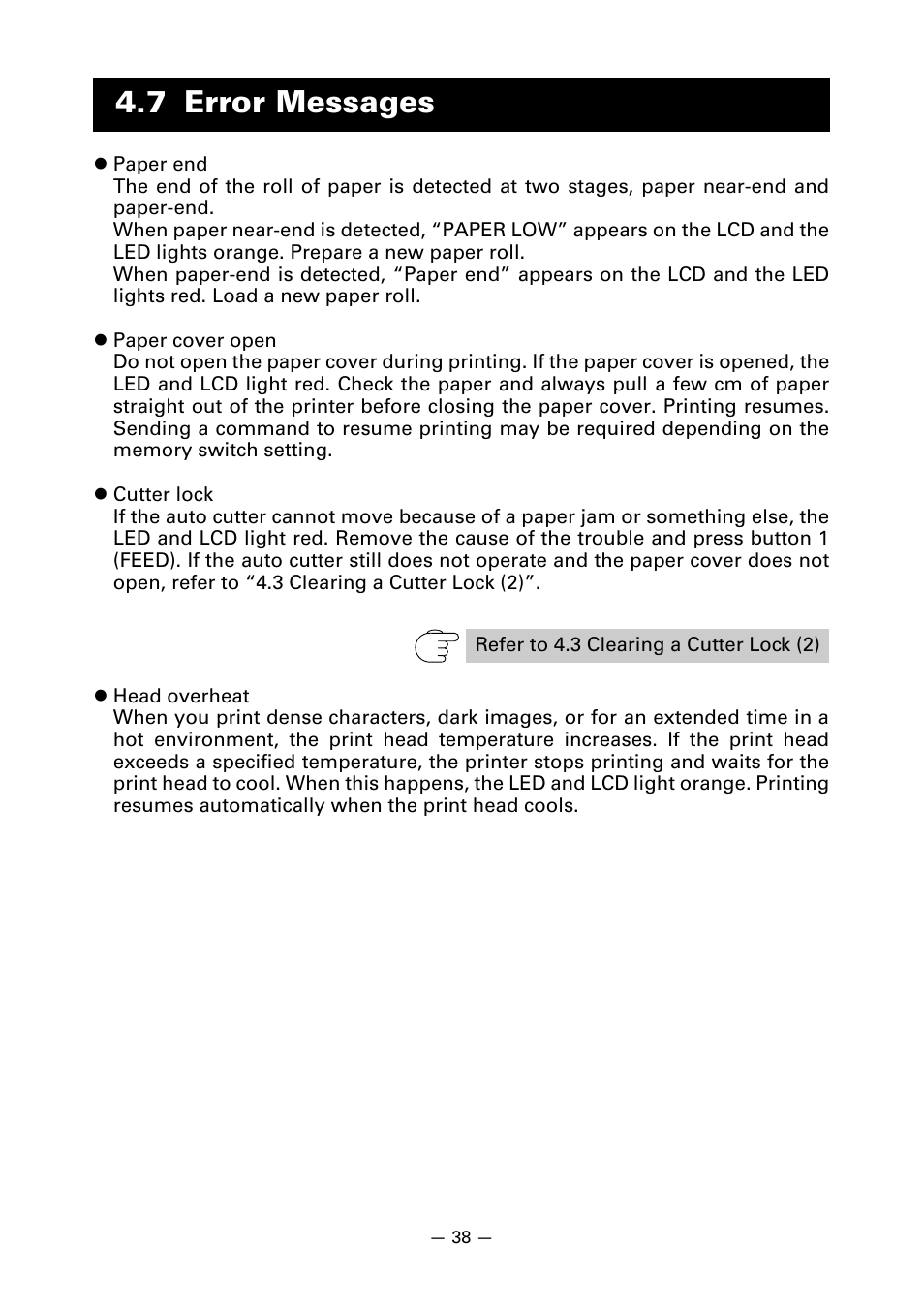 7 error messages | CITIZEN CT-S851 User Manual | Page 42 / 240