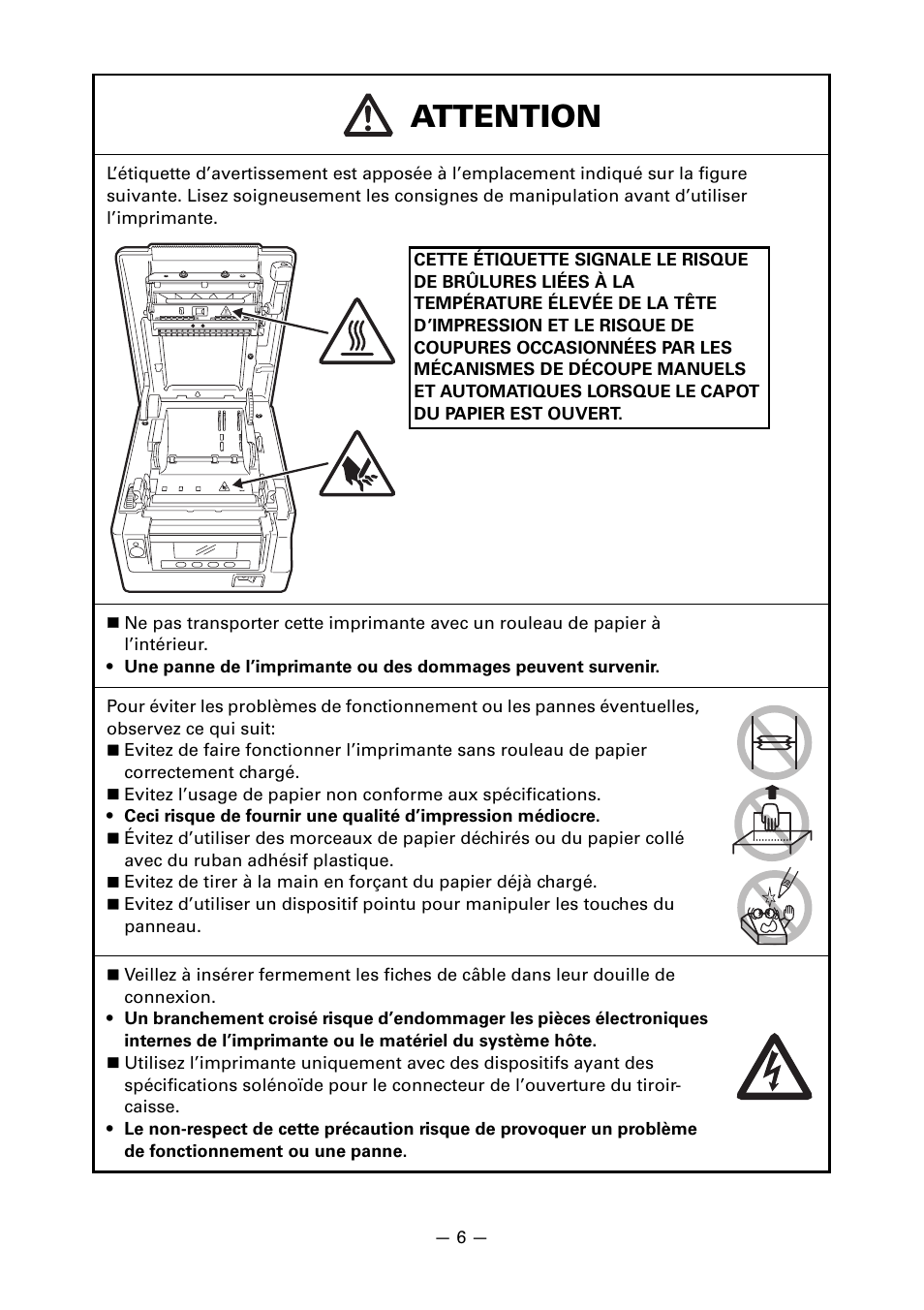 Attention | CITIZEN CT-S851 User Manual | Page 57 / 240