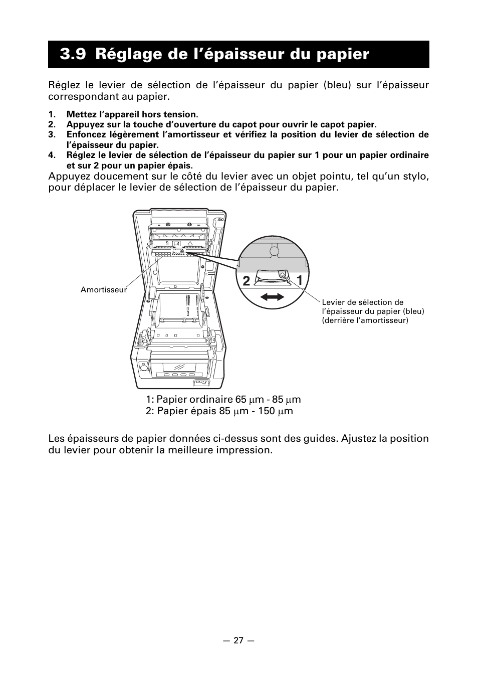 9 réglage de l’épaisseur du papier | CITIZEN CT-S851 User Manual | Page 78 / 240