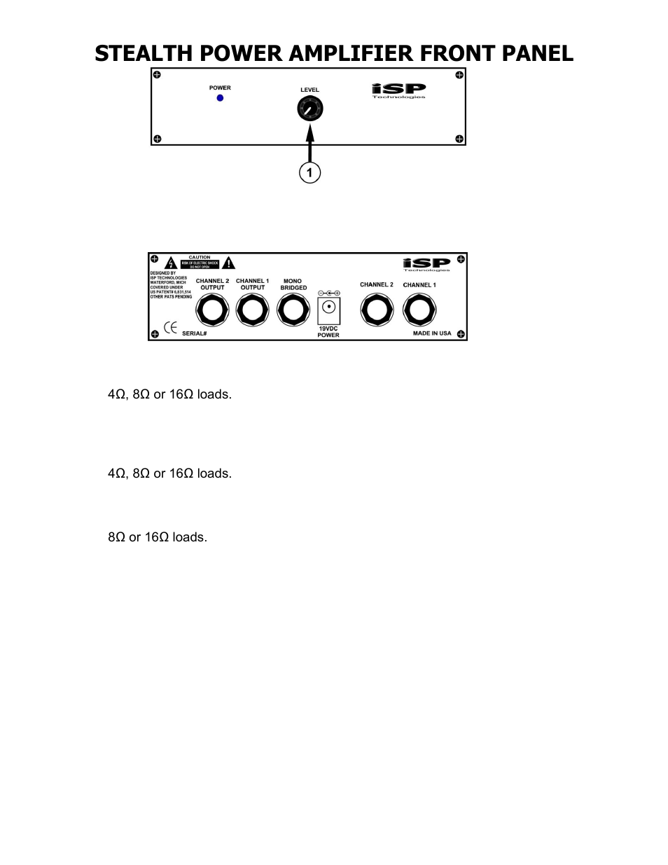 Stealth power amplifier front panel | ISP Technologies STEALTH PRO POWER AMPLIFIER User Manual | Page 3 / 8