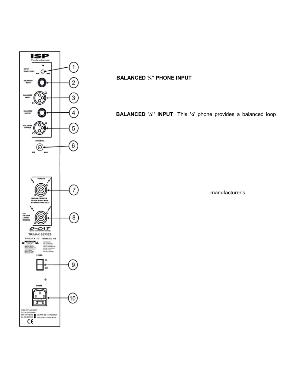 Rear panel description | ISP Technologies Trimax User Manual | Page 5 / 11