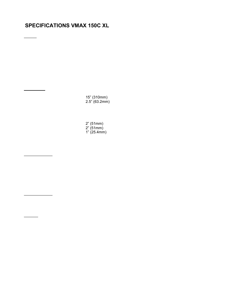Specifications vmax 150c xl | ISP Technologies VMAX 150C User Manual | Page 9 / 10