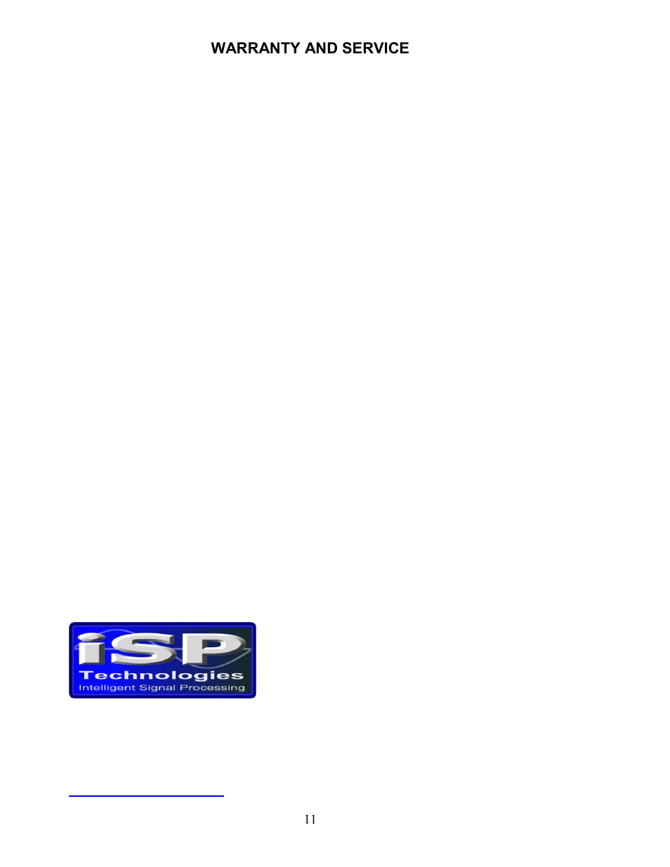 ISP Technologies SA115 User Manual | Page 11 / 11