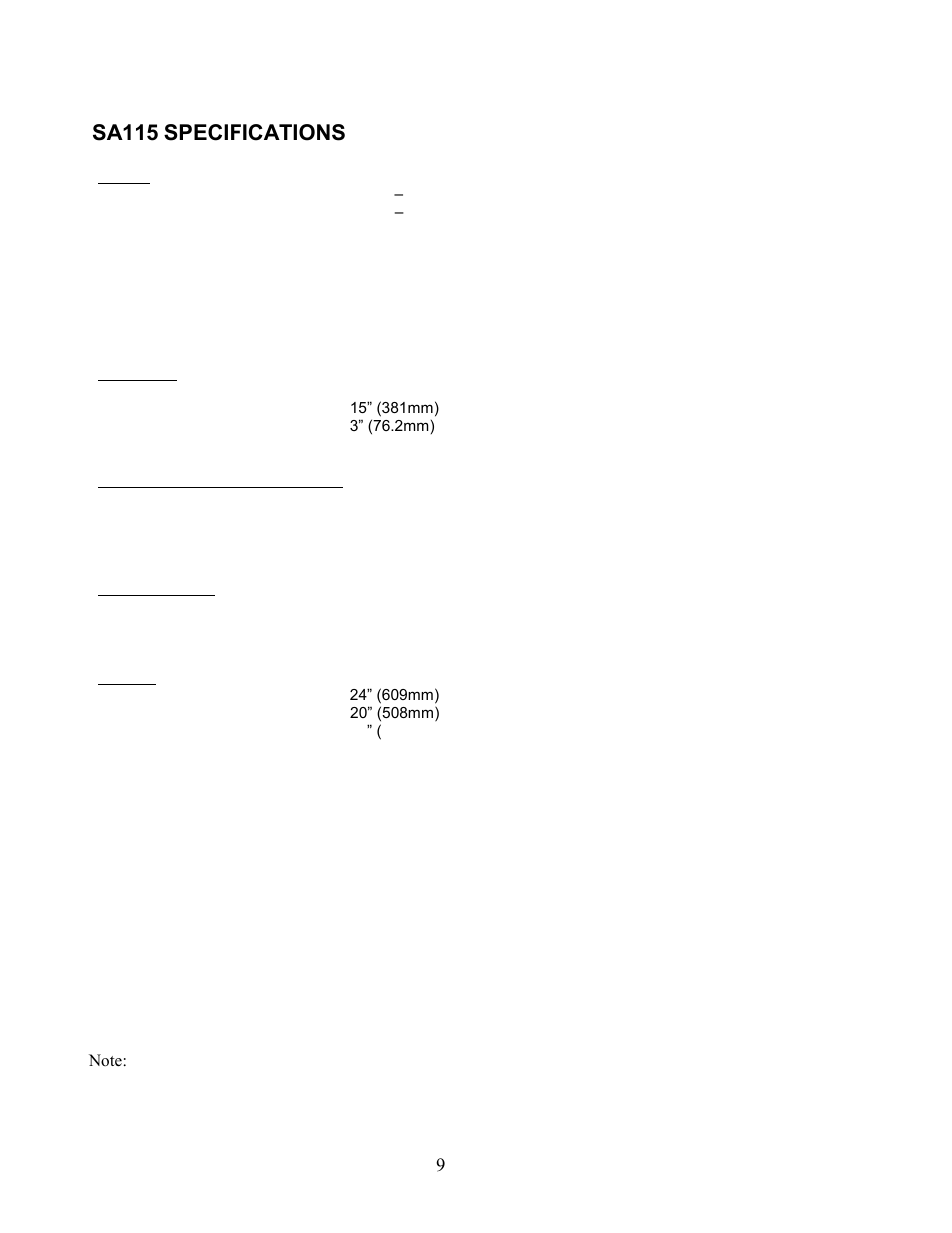 Sa115, Specifications | ISP Technologies SA115 User Manual | Page 9 / 11