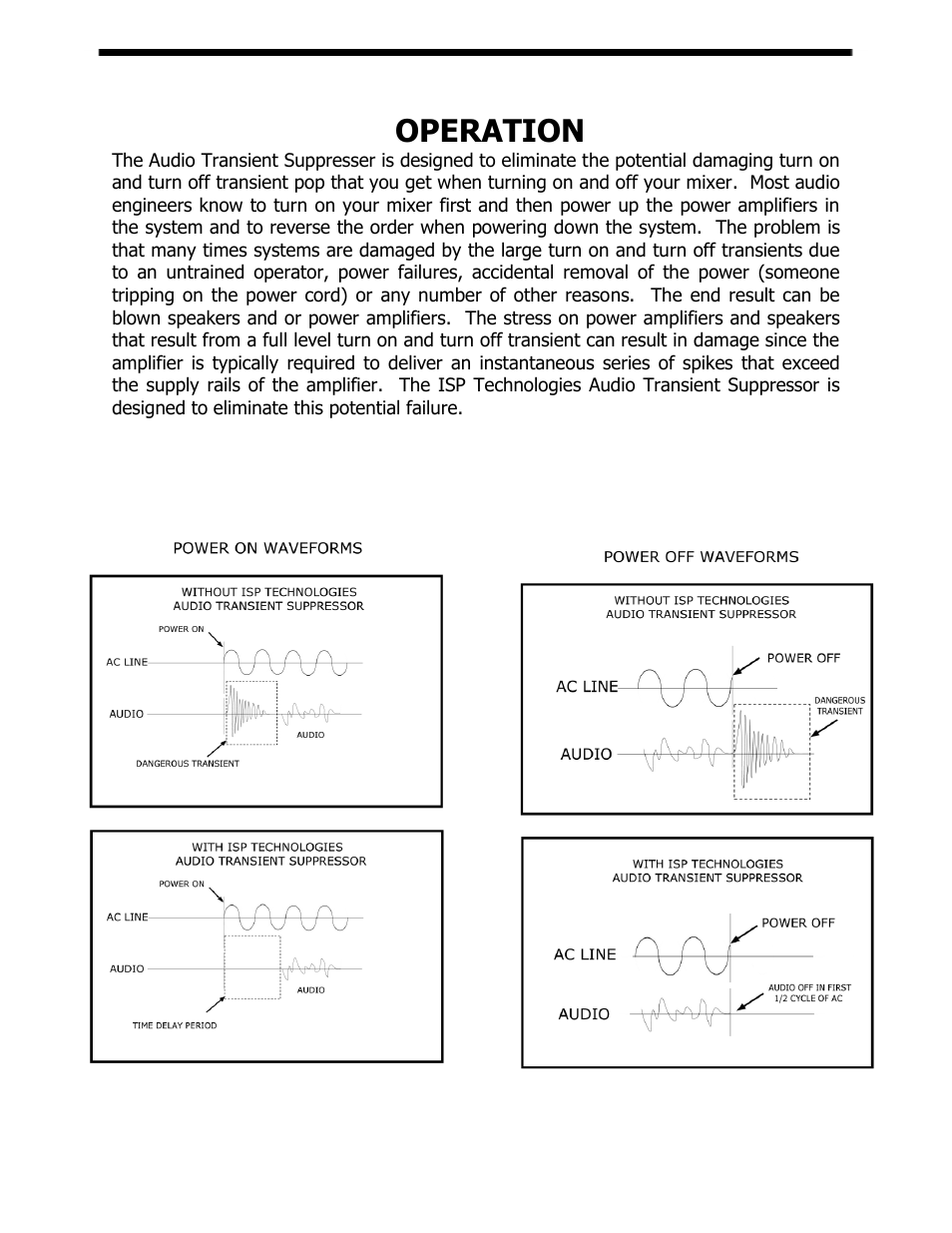 Operation | ISP Technologies Audio Transient Supressor User Manual | Page 4 / 6