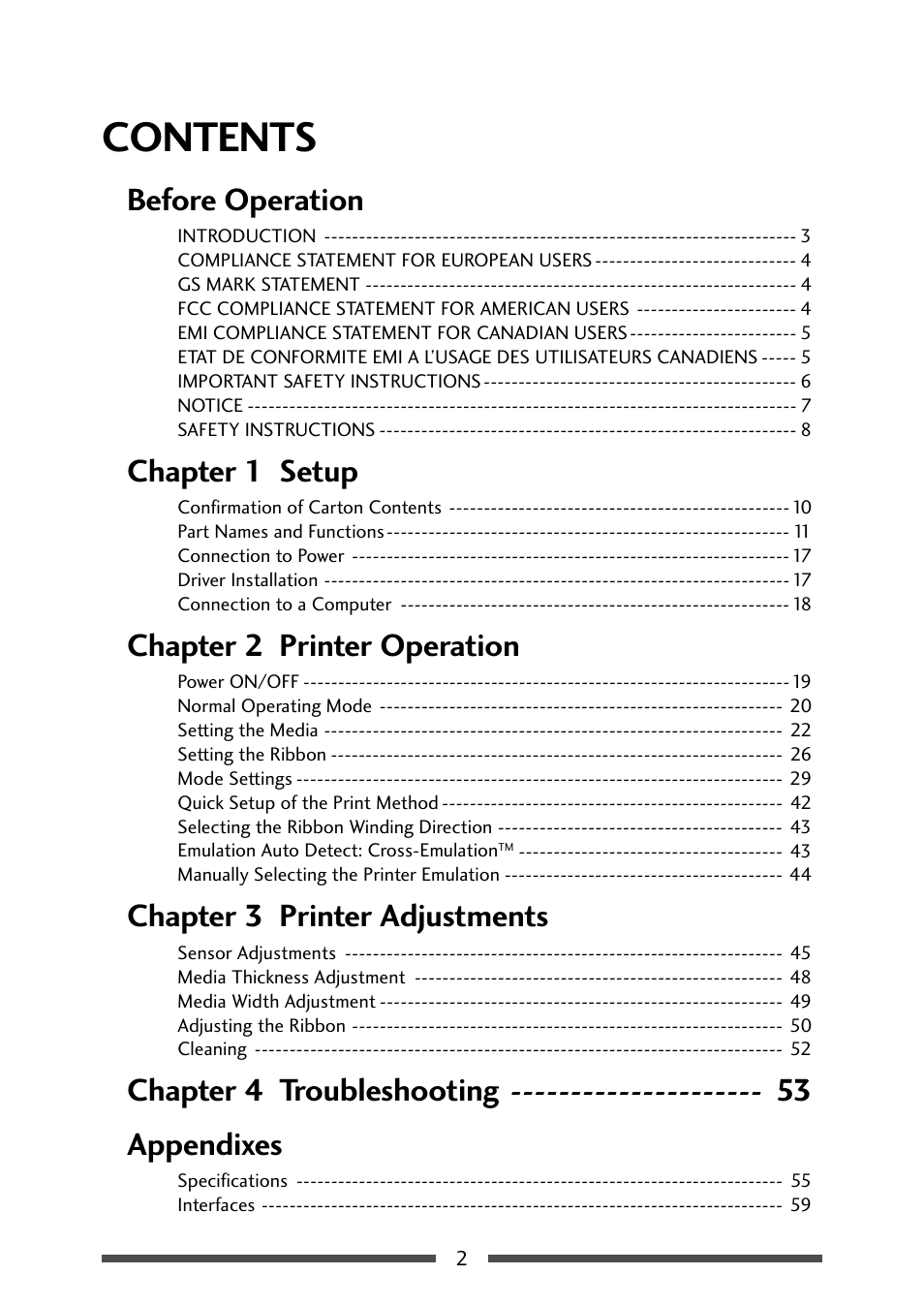 CITIZEN CL-S631 User Manual | Page 2 / 66