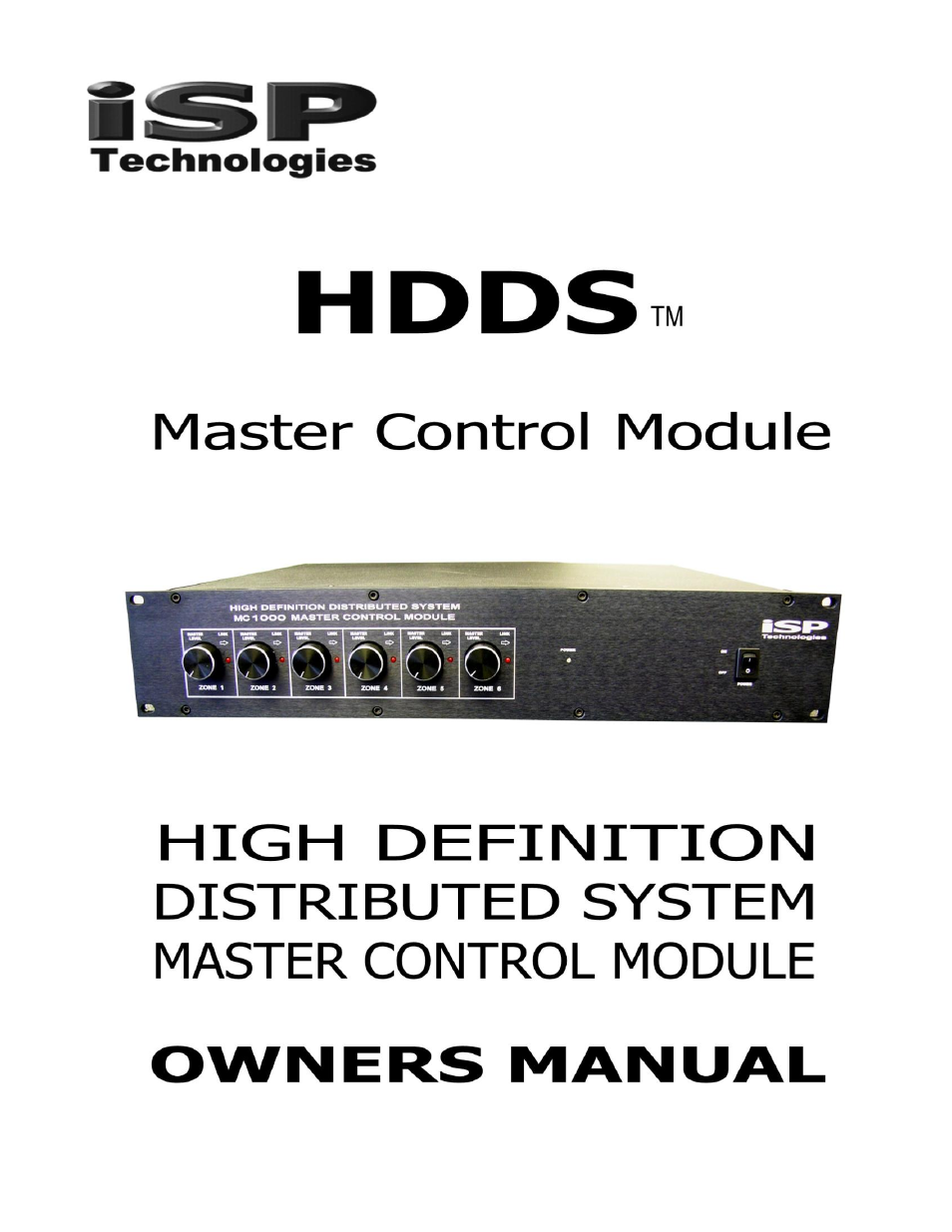 ISP Technologies HDDS Master Control Module User Manual | 12 pages