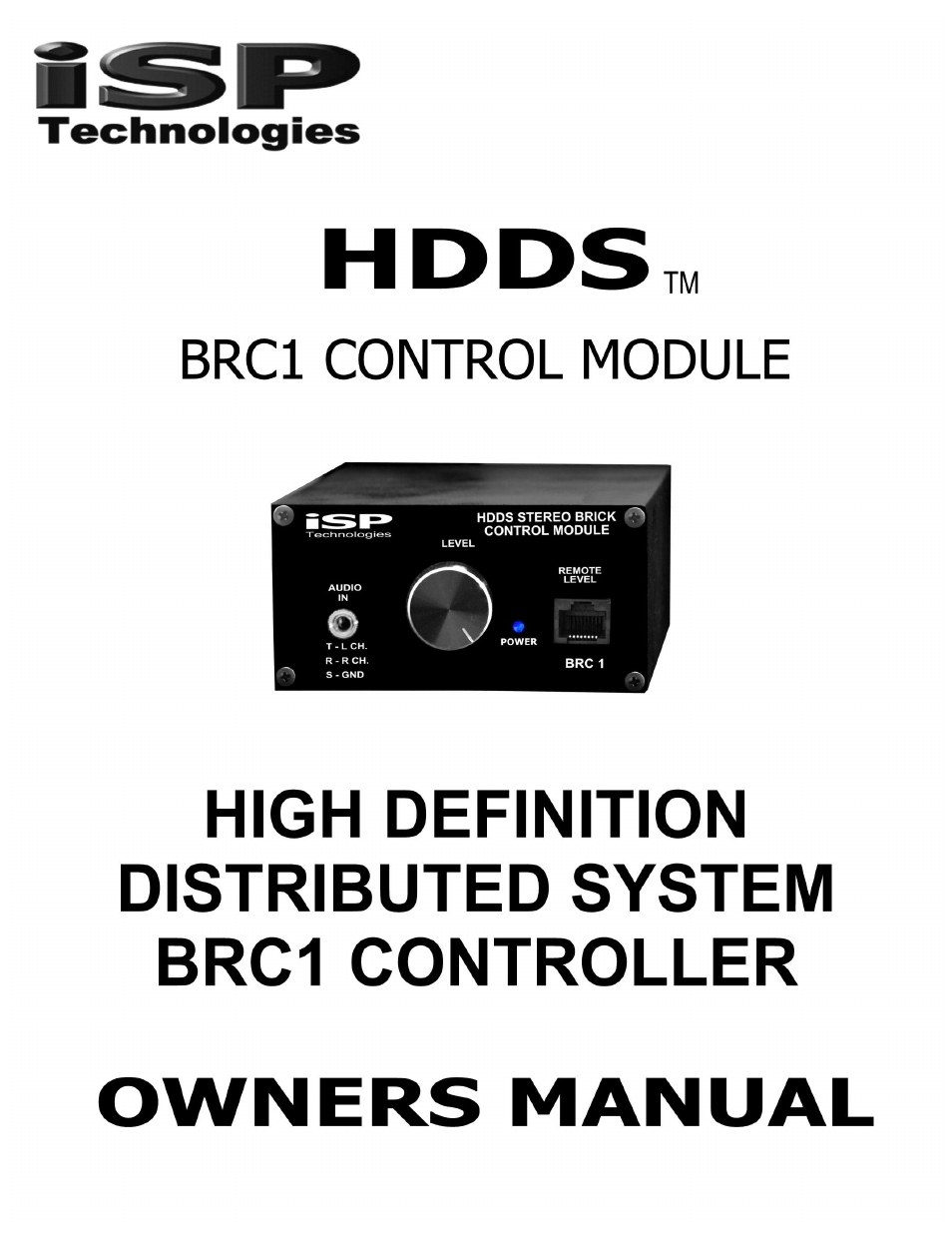 ISP Technologies HDDS BRC1 User Manual | 9 pages