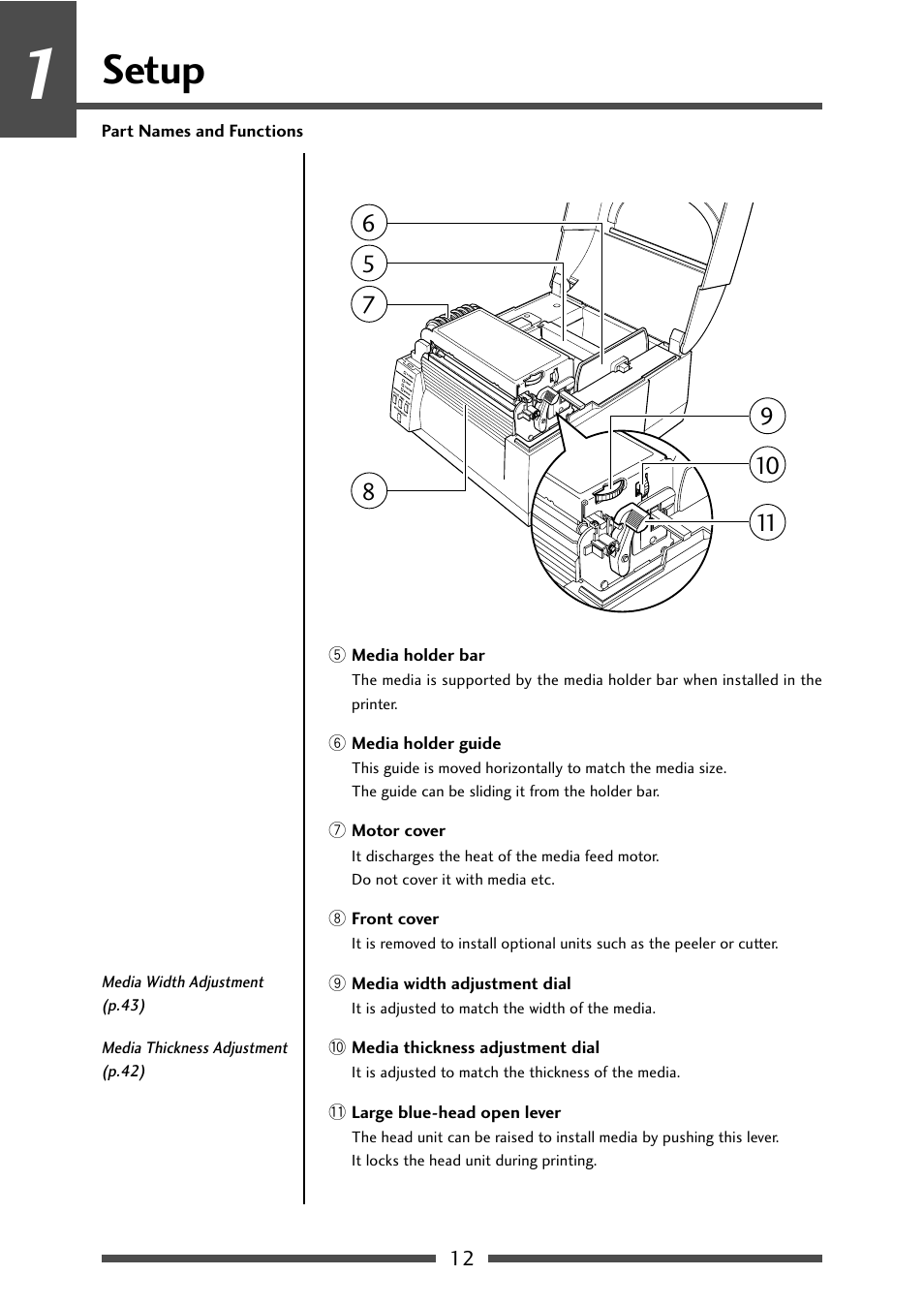 Front view2, Setup | CITIZEN CL-S521 User Manual | Page 12 / 57