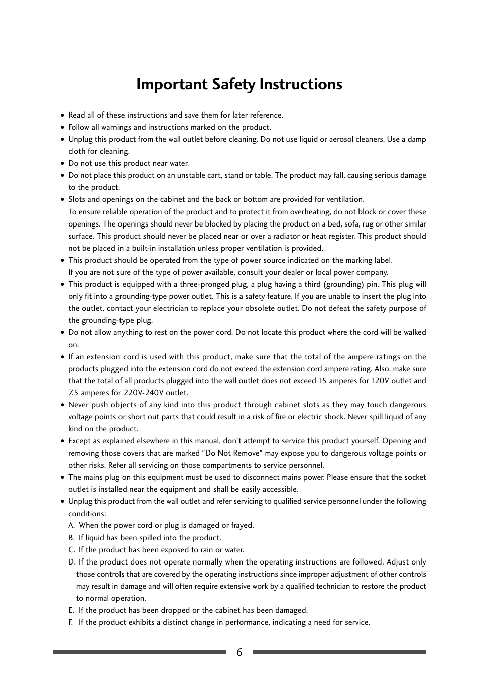 Important safety instructions | CITIZEN CL-S521 User Manual | Page 6 / 57