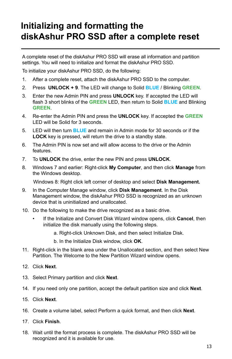 iStorage diskAshur Pro SSD Manual User Manual | Page 13 / 19