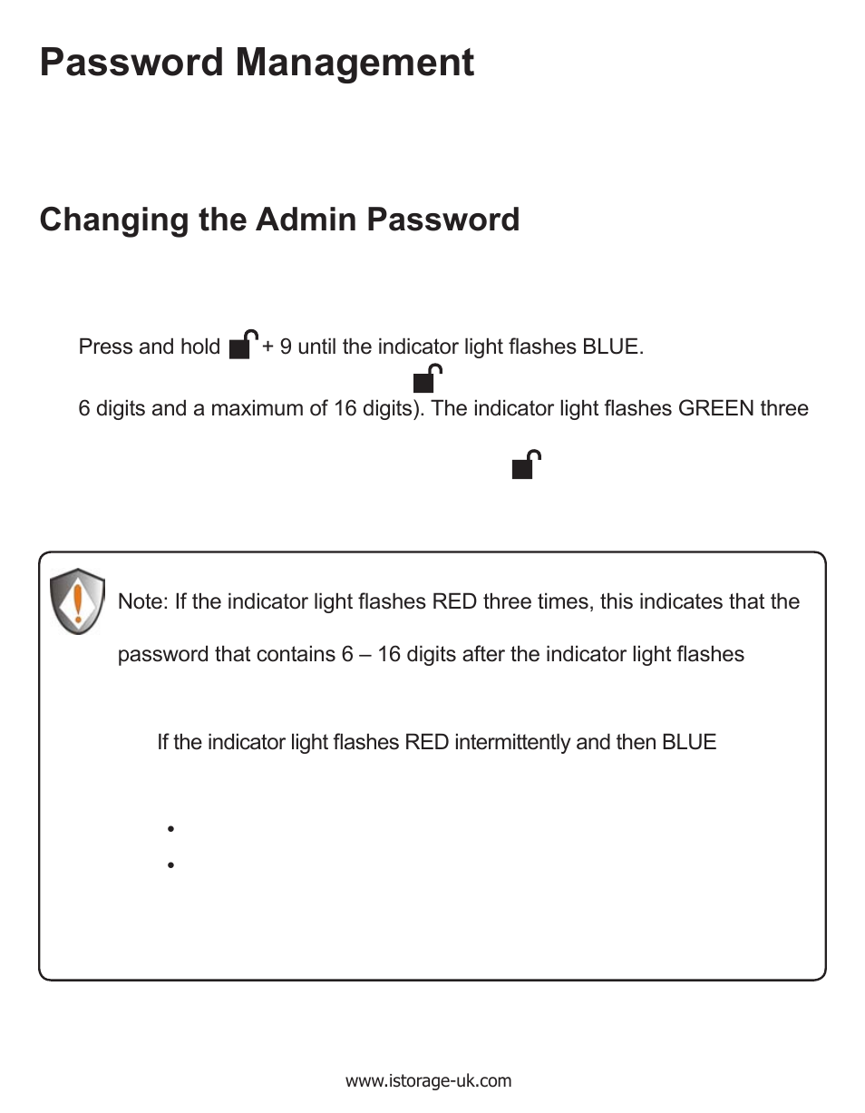 Password management, Changing the admin password | iStorage diskAshur Manual User Manual | Page 10 / 21