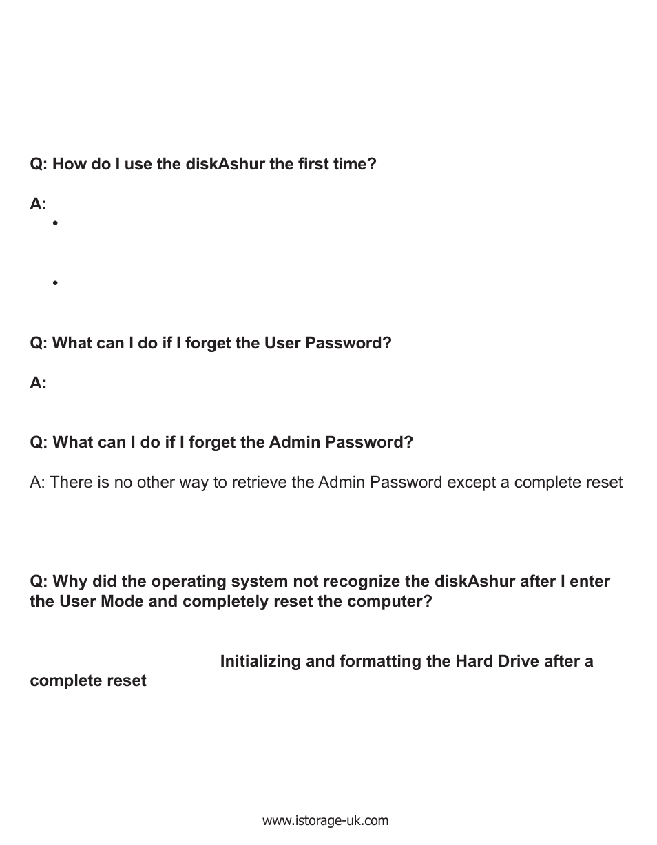 Troubleshooting | iStorage diskAshur Manual User Manual | Page 18 / 21