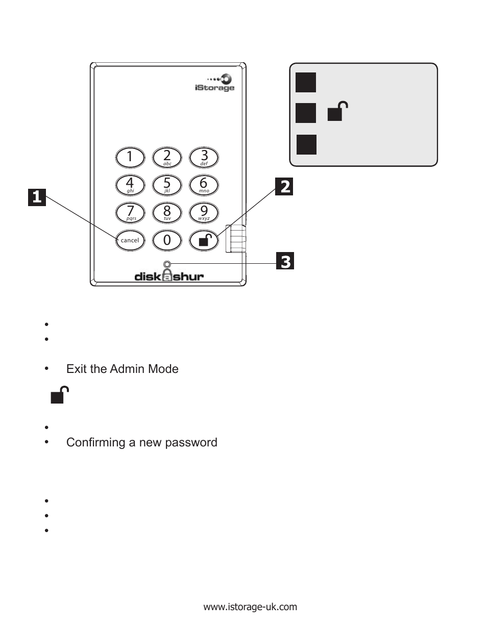 Istorage diskashur button panel | iStorage diskAshur Manual User Manual | Page 5 / 21