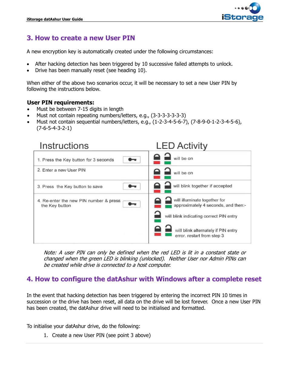 How to create a new user pin | iStorage datAshur user guide User Manual | Page 6 / 14