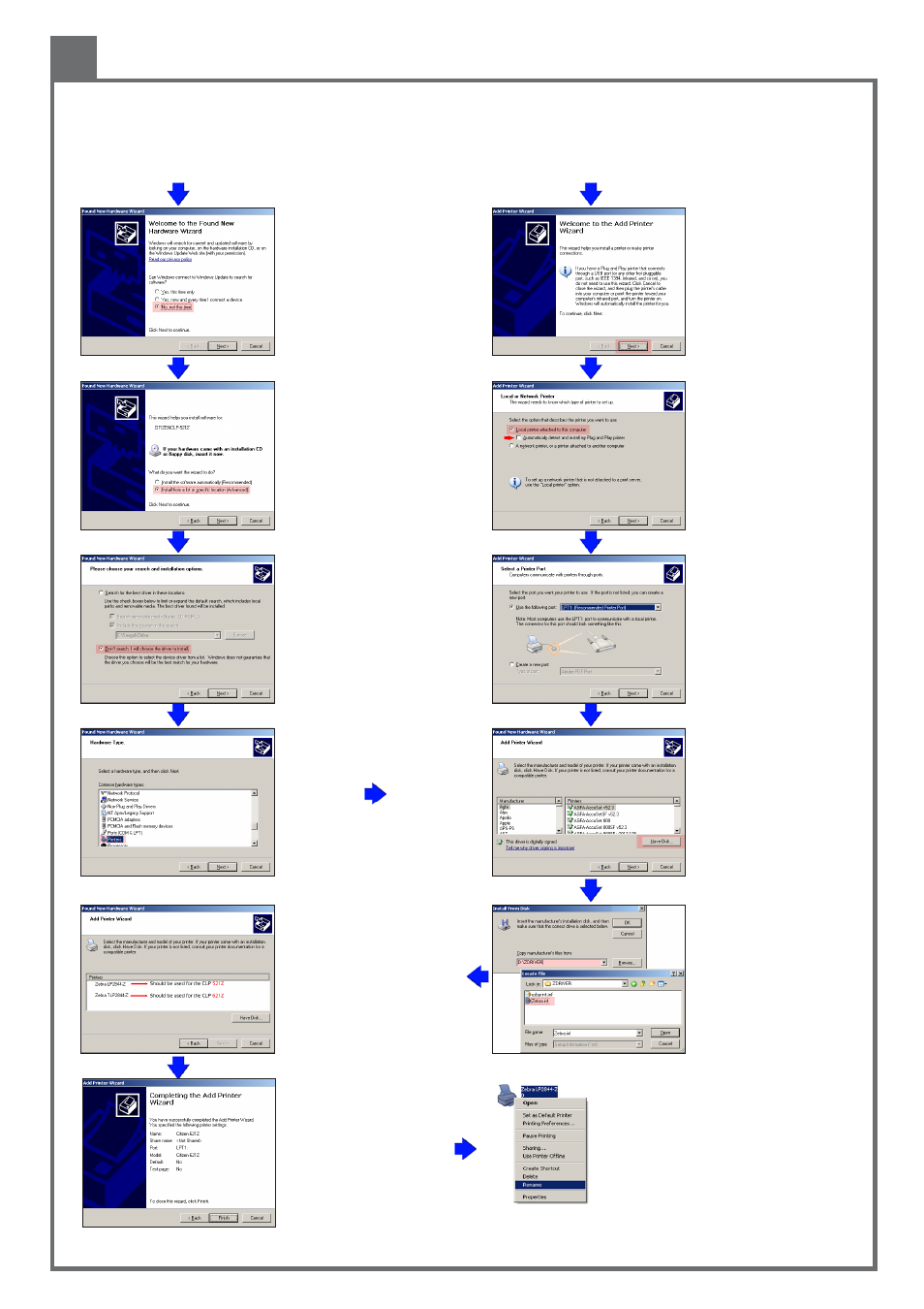Installing a printer driver under windows | CITIZEN CLP-621Z User Manual | Page 3 / 4