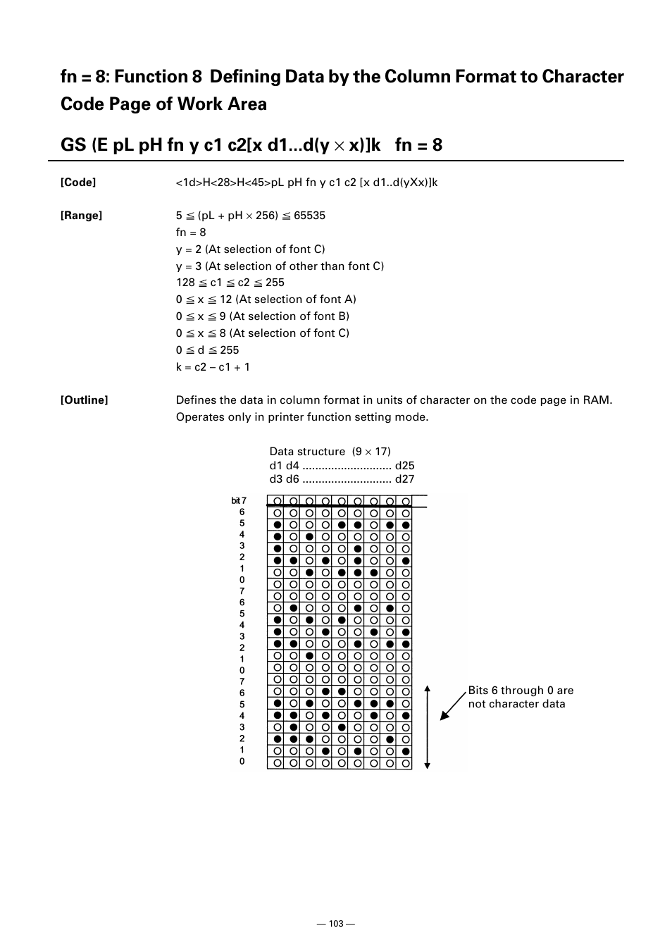 Gs (e pl ph fn y c1 c2[x d1...d(y x x)]k fn = 8 | CITIZEN CT-S300 User Manual | Page 108 / 158