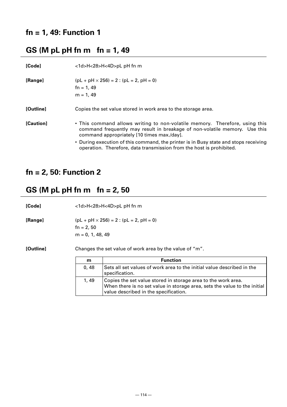 Gs (m pl ph fn m fn = 1, 49, Gs (m pl ph fn m fn = 2, 50 | CITIZEN CT-S300 User Manual | Page 119 / 158