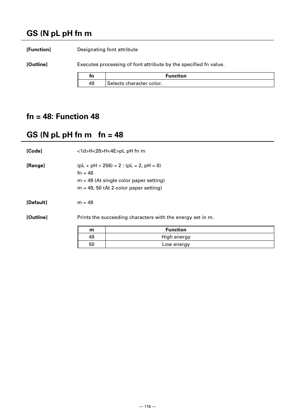 Gs (n pl ph fn m, Gs (n pl ph fn m fn = 48 | CITIZEN CT-S300 User Manual | Page 121 / 158