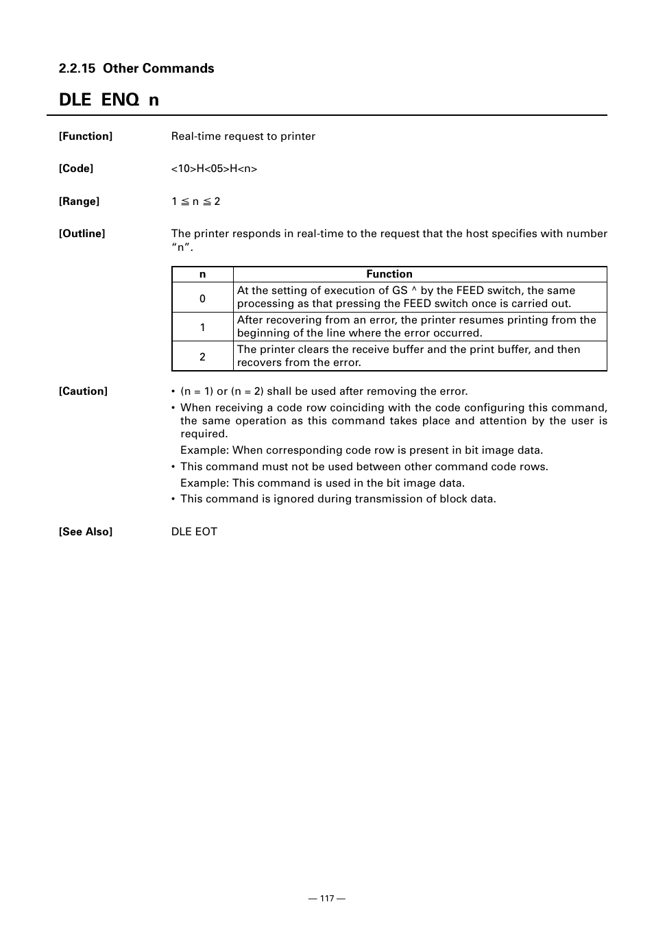 15 other commands, Dle enq n | CITIZEN CT-S300 User Manual | Page 122 / 158