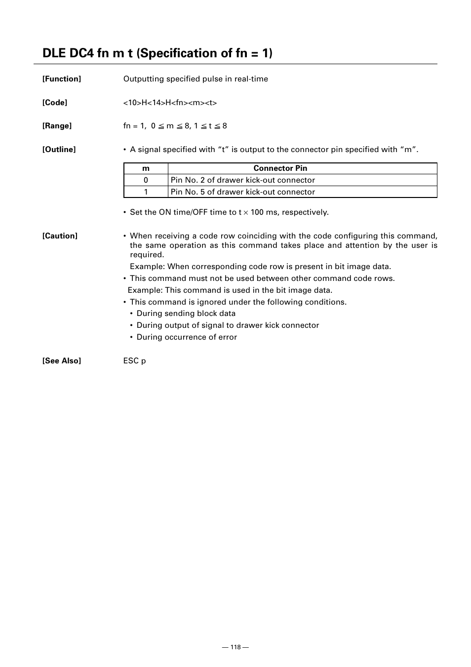 Dle dc4 fn m t (specification of fn = 1) | CITIZEN CT-S300 User Manual | Page 123 / 158