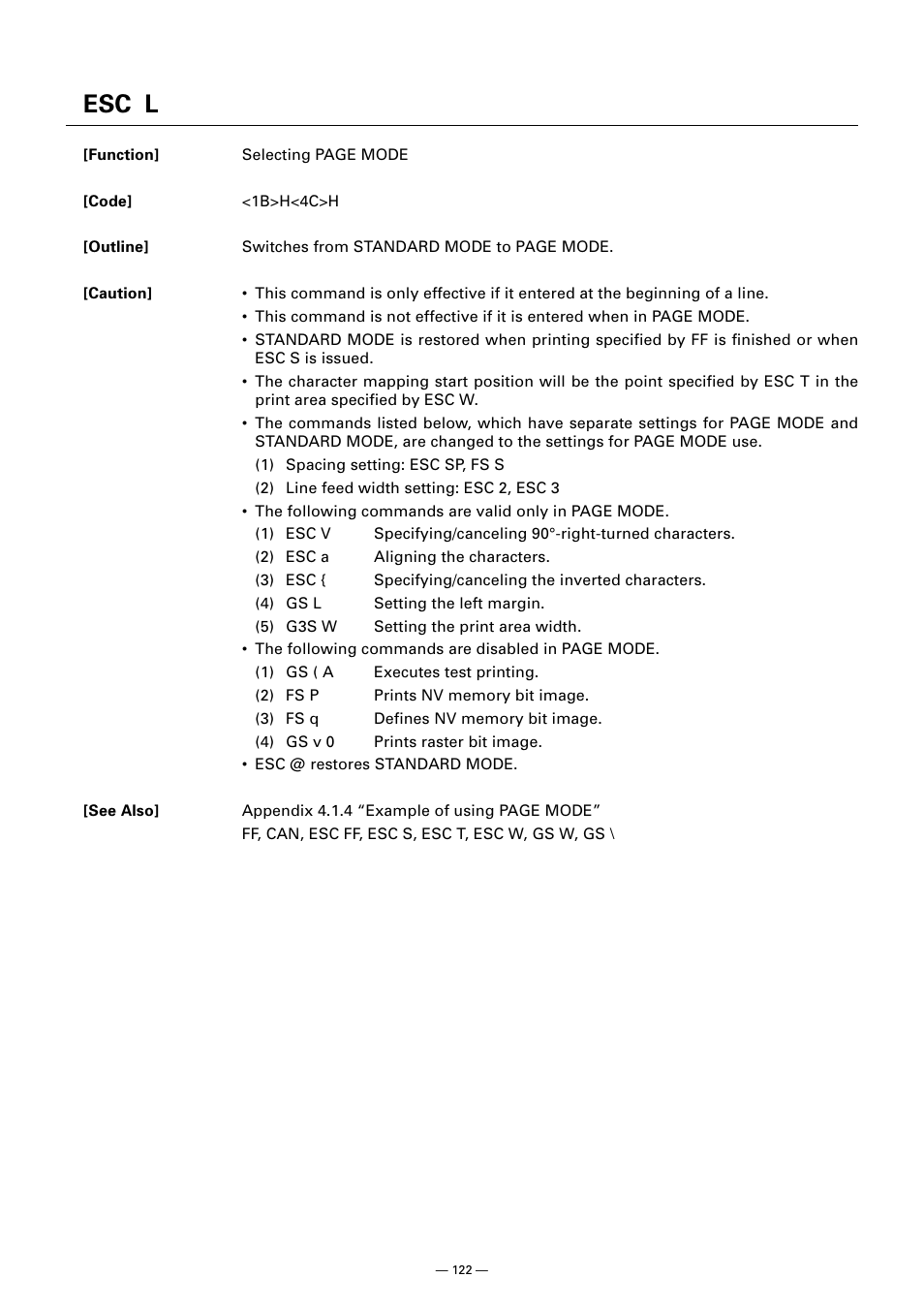 Esc l | CITIZEN CT-S300 User Manual | Page 127 / 158